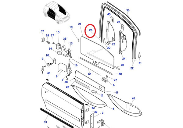 Guarn. Left Door Glass Mc1/2 Without Edge