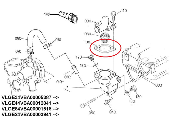 1622173270 GUARNIZIONE COPERCHIO TERMOSTATO KUBOTA Z402 Z482 Z602 AIXAM