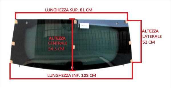 7AE114XD LUNOTTO VETRO CRISTALLO POST. VERDE TERMICO AIXAM CROSSLINE 05/08