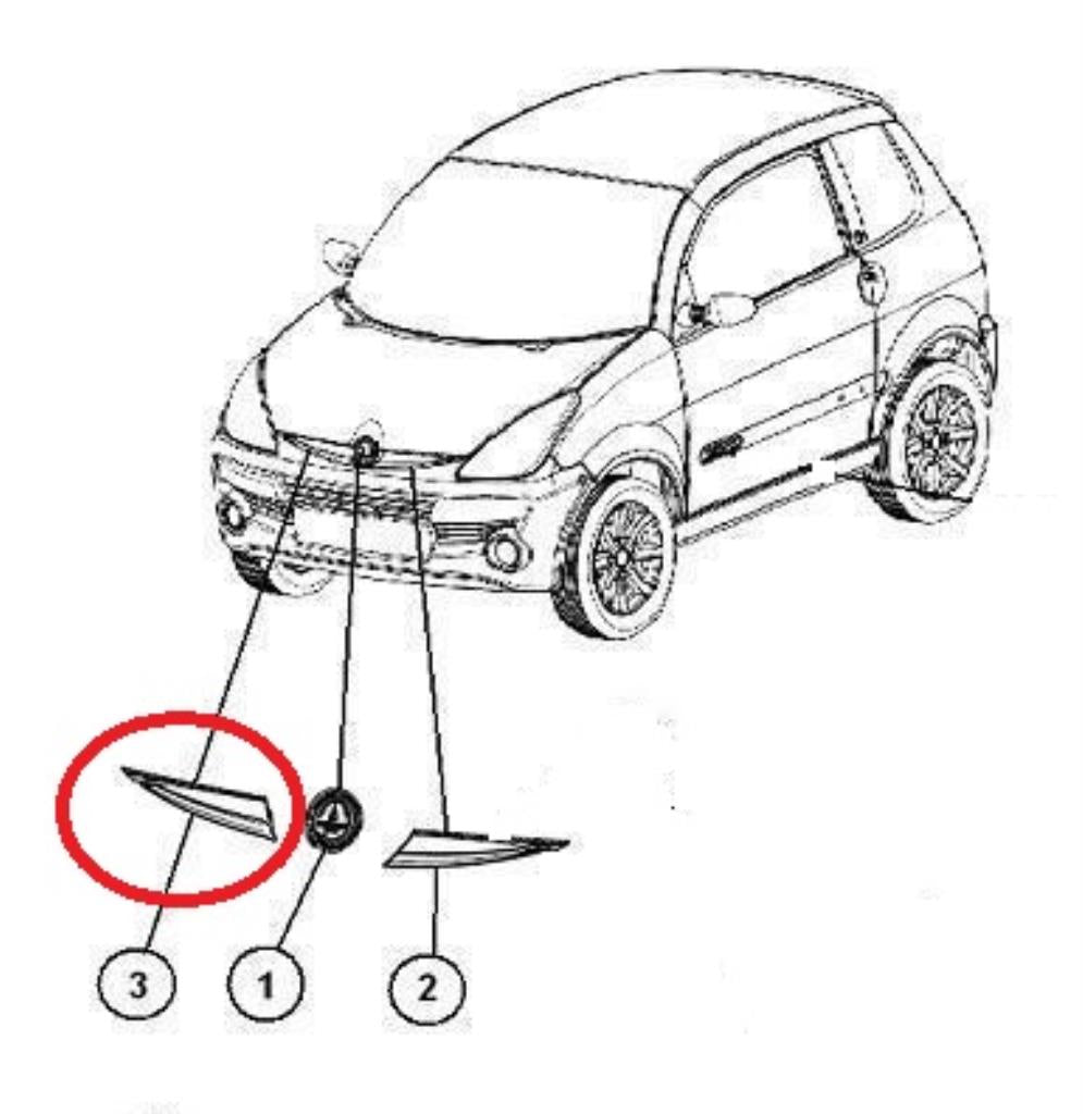 7AG016 MODANATURA CROMATA DX PARAURTI ANT. AIXAM CITY ROADLINE CROSSLINE SCOUTY