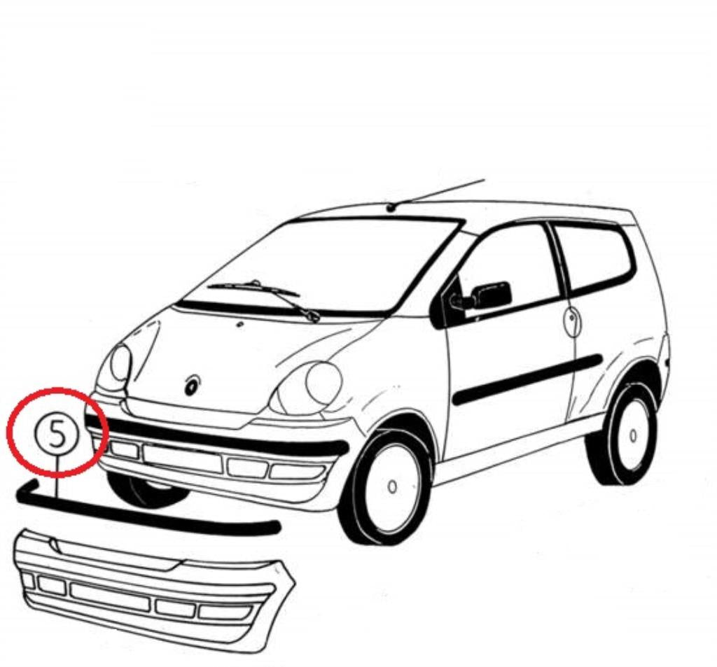 7R147 FASCIONE MODANATURA NERA PARAURTI ANT. AIXAM 400 500 MINIVAN PICK-UP