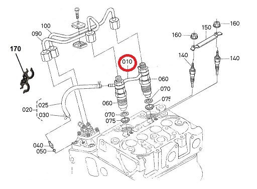 TUBO DI RITORNO GASOLIO INIETTORE MOTORE KUBOTA Z402 482
