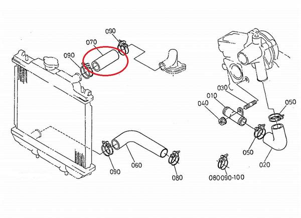 1758072930 TUBO ACQUA RADIATORE MOTORE KUBOTA Z402 Z482 AIXAM