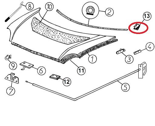 7AA929 STAFFA ARTICOLAZIONE COFANO ANT. SX AIXAM MINAUTO A.721 741 751 SCOUTY