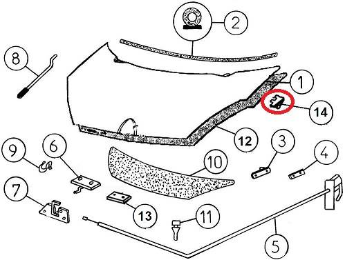 7AG930 STAFFA ARTICOLAZIONE COFANO ANT. DX AIXAM CITY CROSSLINE SCOUTY ROADLINE