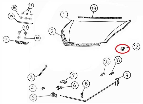 7AP930 STAFFA ARTICOLAZIONE COFANO ANT DX AIXAM CITY CROSSLINE GTO MINAUTO COUPE