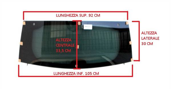 7AR114XD LUNOTTO VETRO CRISTALLO POST. VERDE TERMICO AIXAM CITY IMPULSION GTO