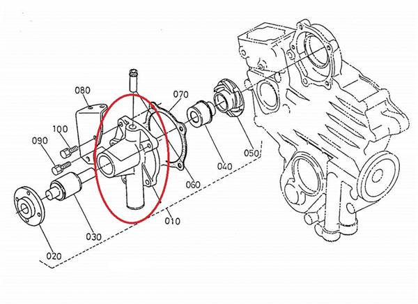 K190697303 POMPA ACQUA MOTORE KUBOTA Z482 Z402 AIXAM