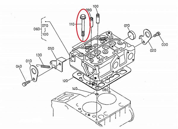 K146010345 BULLONE VITE MOTORE KUBOTA Z402 Z482 Z602 AIXAM