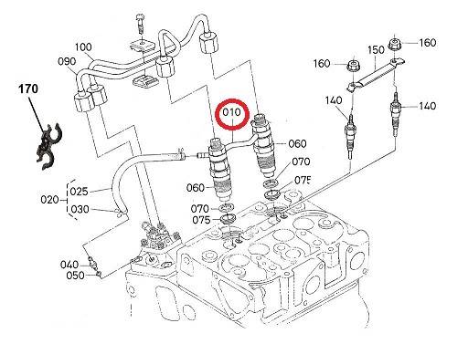 TUBO DI RITORNO GASOLIO INIETTORE MOTORE KUBOTA Z402 482