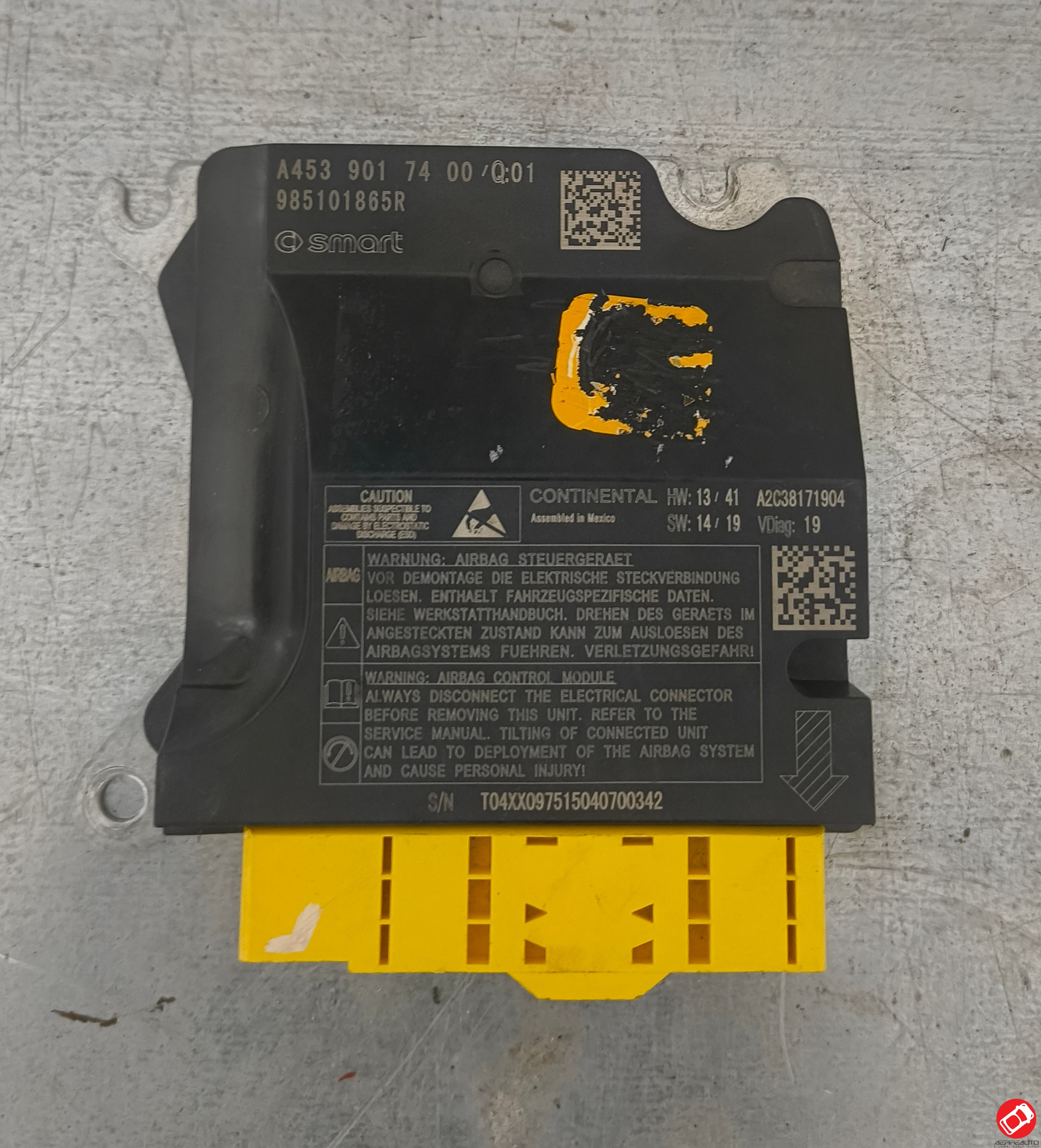 A4539017400 CENTRALINA AIRBAG SMART FORTWO FORFOUR 453